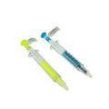 Injector-shaped pen and highlighter